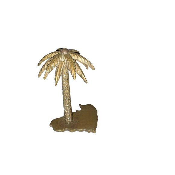 Vintage Brass Palm Tree Paperweight Or Decor Accent - Picture 3 of 5